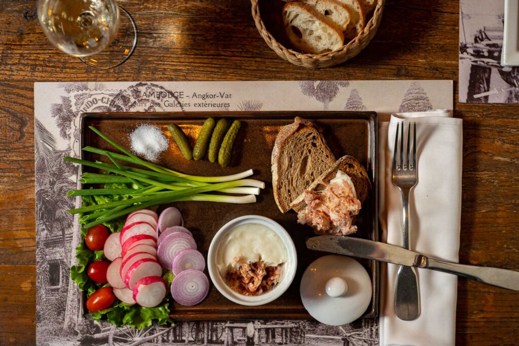 Food at le Cul de Sac restaurant in Siem Reap