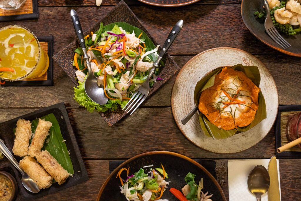 Food at recommended restaurant, Sugar Palm, In Wat Bo in Siem Reap