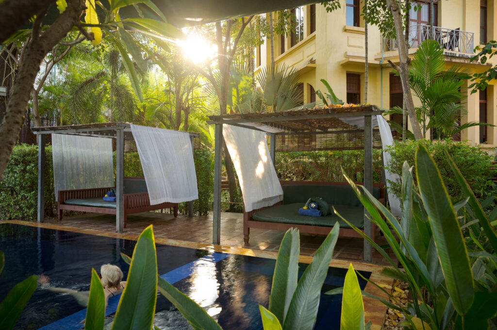 la riviere riverside boutique hotel pool in siem reap