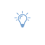 Minimalistic blue lightbulb icon