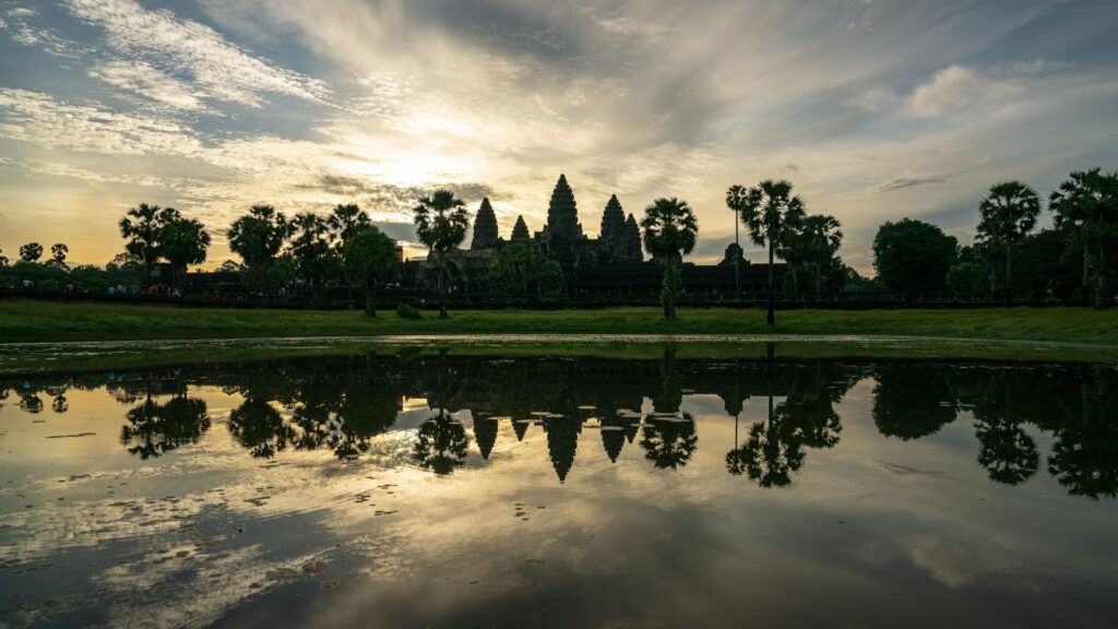 Angkor wat sunrise and reflection
