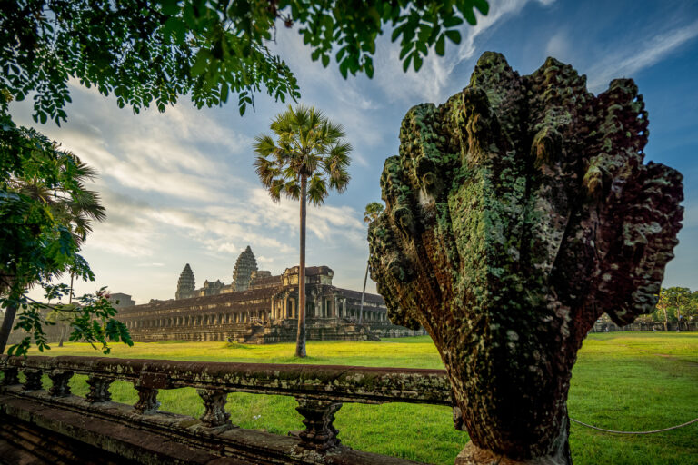 ngkor Wat at sunrise from near the Northwest Pavilion, away from the main reflection pond crowds