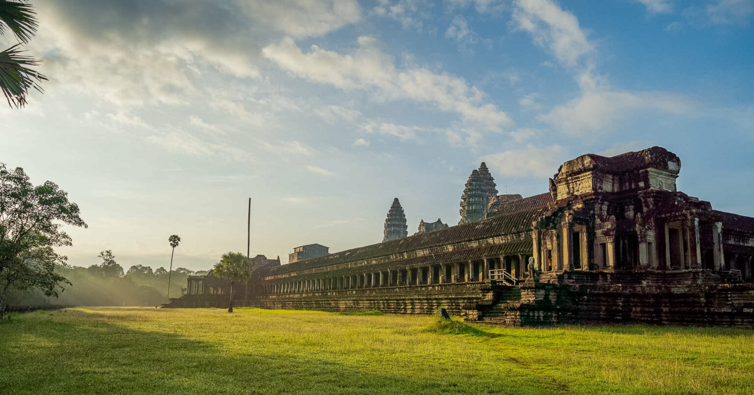 Angkor Wat at sunrise from near the Northwest Pavilion, away from the main reflection pond crowds