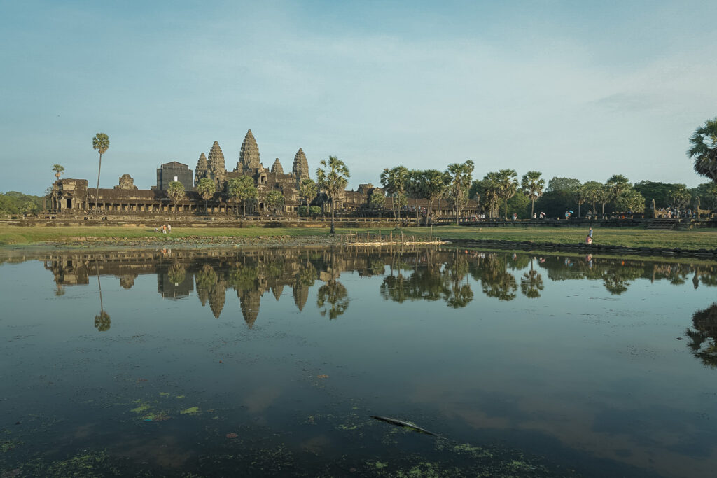 Angkor Wat reflected in the North Reflection Pond before the current restoration work