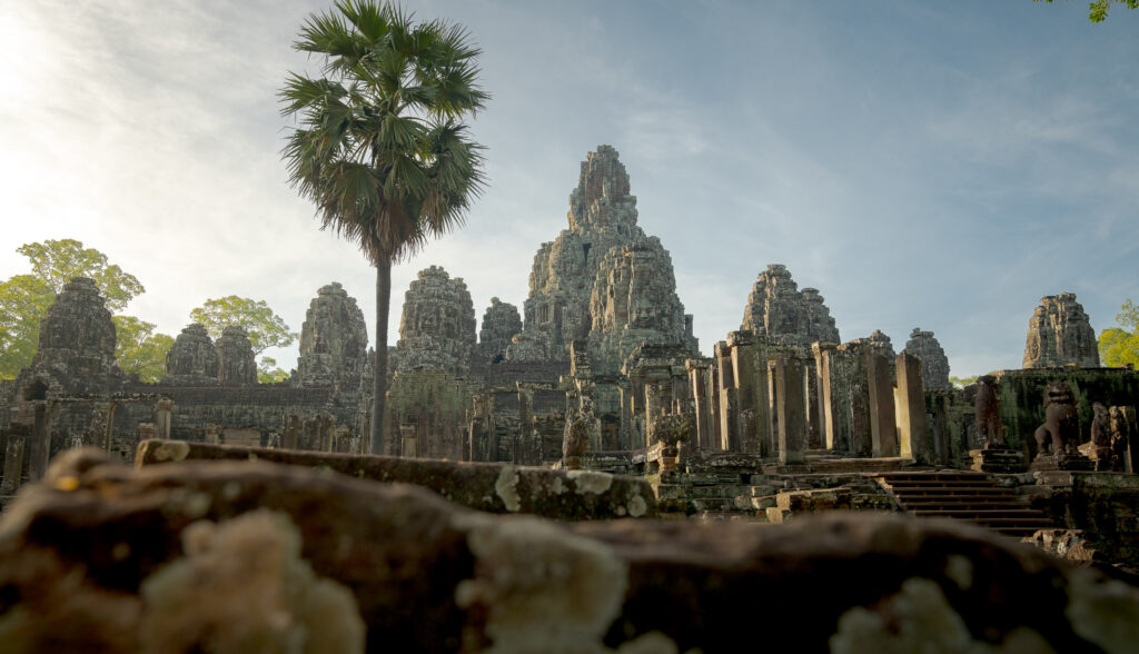 Bayon Temple towers and stone faces in Angkor Thom