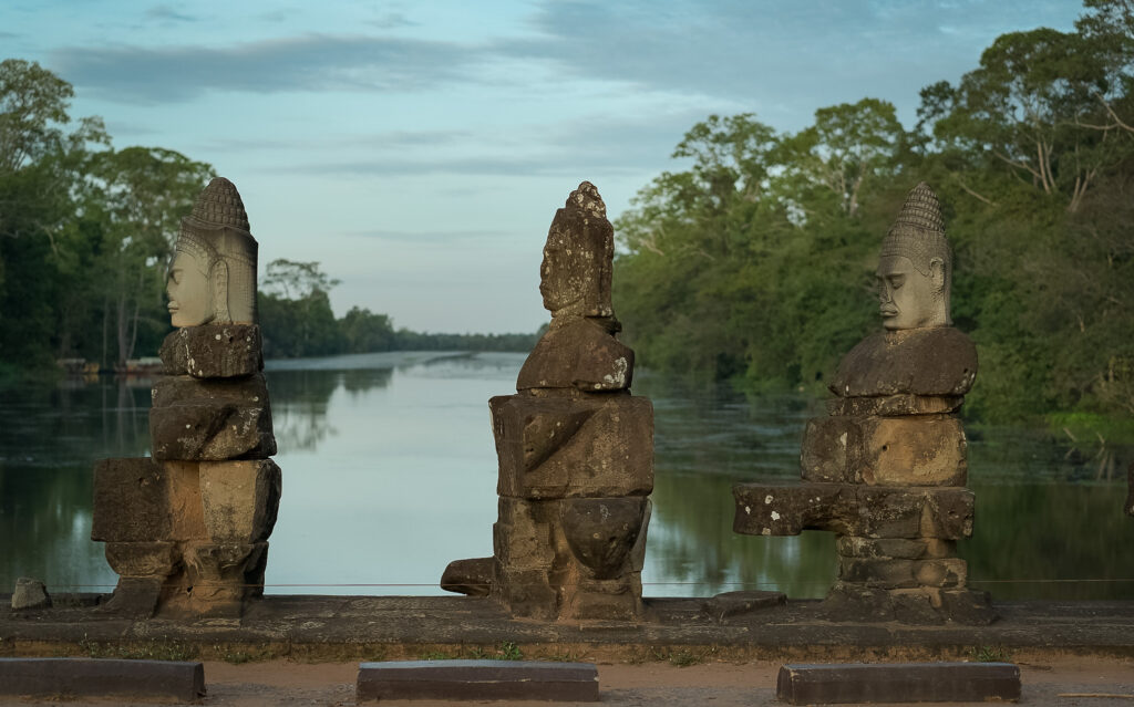 Angkor Thom South Gate view of moat facing west