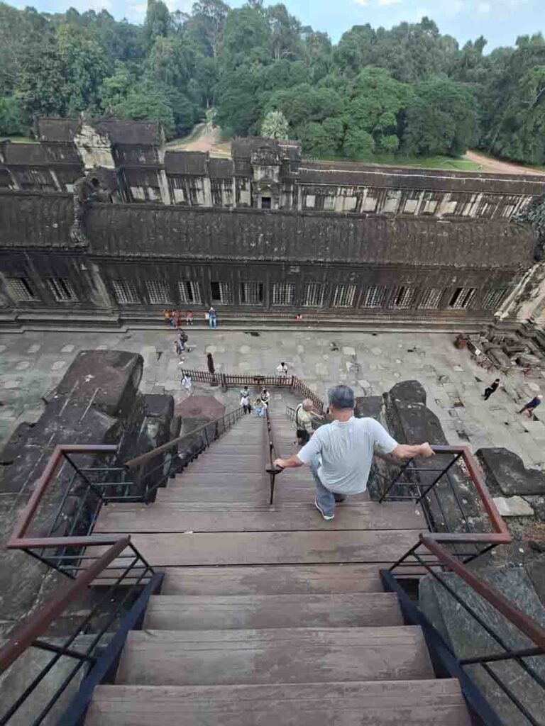 View from the top of the steep Bakan stairs at Angkor Wat