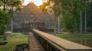 Baphuon Temple main entrance at sunset